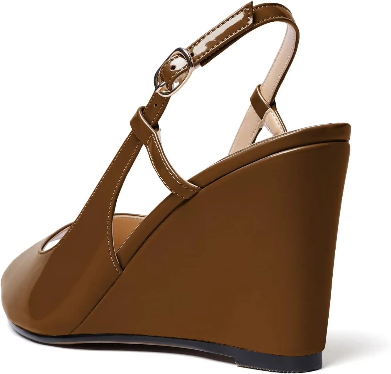 Soireelady Womens Wedges High HEE Pumps Slingback Sandals Peep Toe Sandals Open Toe Ladies Dressy Heels