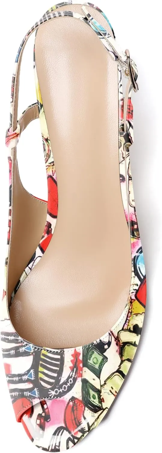 Soireelady Womens Wedges High HEE Pumps Slingback Sandals Peep Toe Sandals Open Toe Ladies Dressy Heels