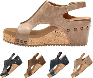 Thick Platform Wedge Sandals for Women 2025 - Lightweight Corkys Design with Adjustable Ankle Strap, Cushioned for All Day Wear