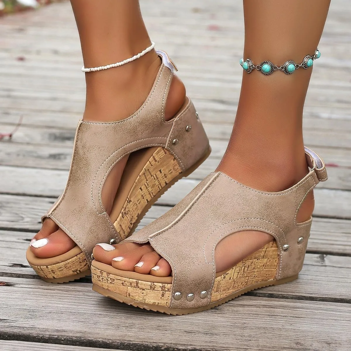 Thick Platform Wedge Sandals for Women 2025 - Lightweight Corkys Design with Adjustable Ankle Strap, Cushioned for All Day Wear