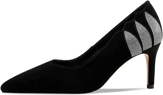 TinaCus Suede Leather Pointed Toe Handmade Fashion Decoration Women's Stiletto Mid Heels Slip On Pumps Shoes