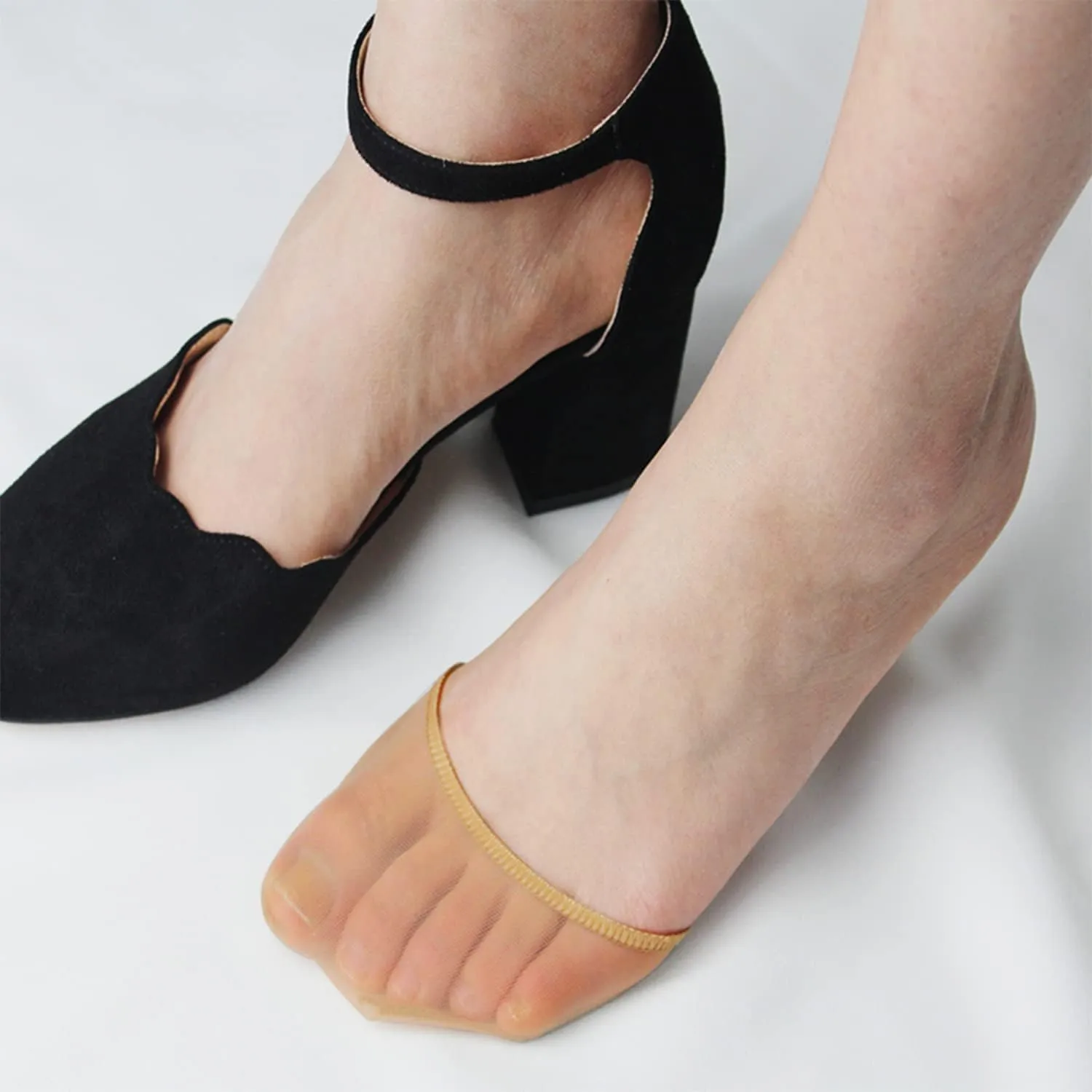Triplewood 3 Pairs Women's Toe Topper Socks Non Slip Toe Cover No Show Half Socks with Cushion Pad
