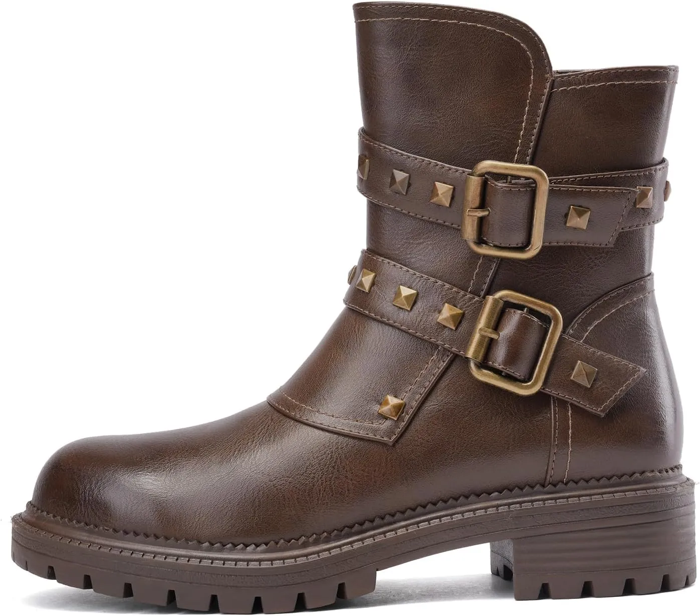 Tsrenlmln Women's Brown Lace up Fashion Combat Boots Ankle Booties for Women