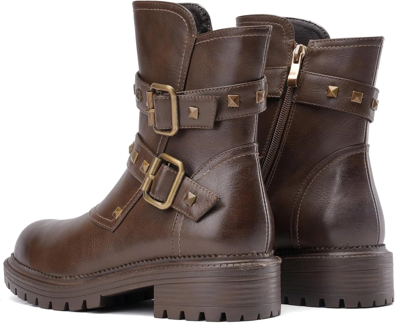 Tsrenlmln Women's Brown Lace up Fashion Combat Boots Ankle Booties for Women