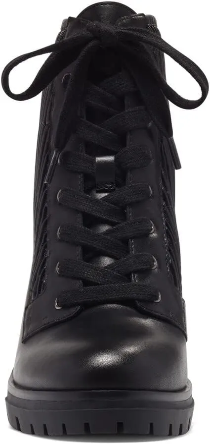 Vince Camuto Donna Black Lace Up Rounded Close Toe Block Heeled Fashion Boots