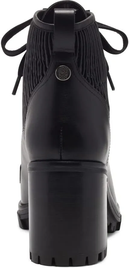 Vince Camuto Donna Black Lace Up Rounded Close Toe Block Heeled Fashion Boots
