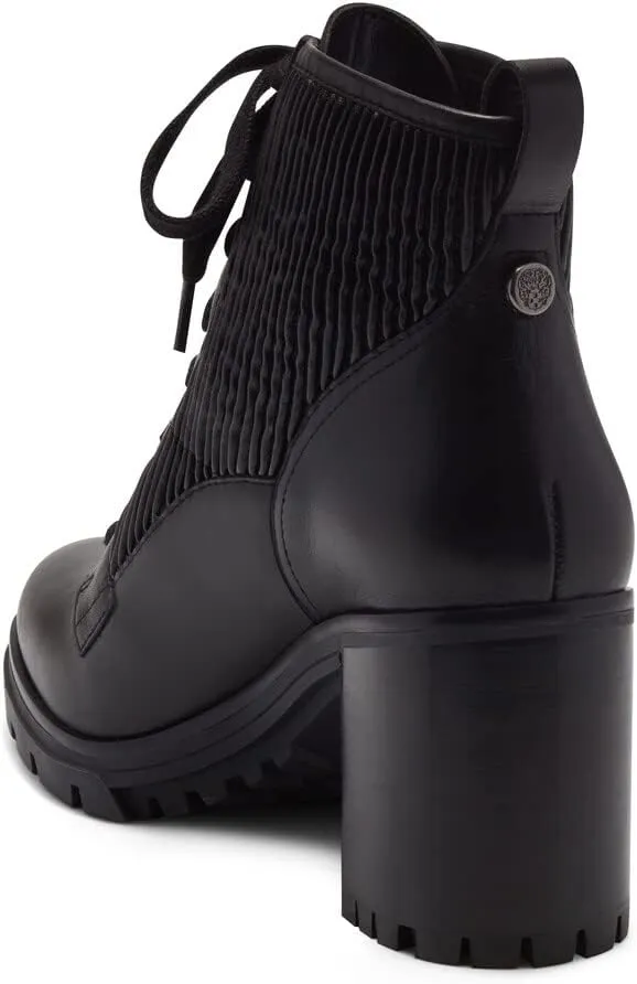 Vince Camuto Donna Black Lace Up Rounded Close Toe Block Heeled Fashion Boots