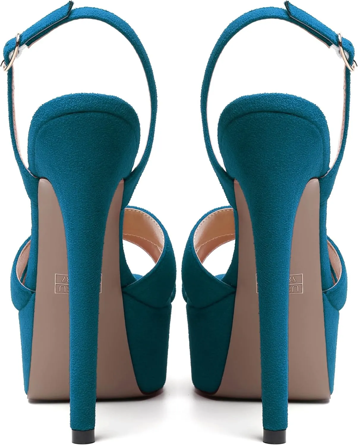 WAYDERNS Womens Suede Peep Toe Solid Buckle Ankle Strap Slingback Dress Platform Dating Stiletto High Heel Heeled Sandals 6 Inch