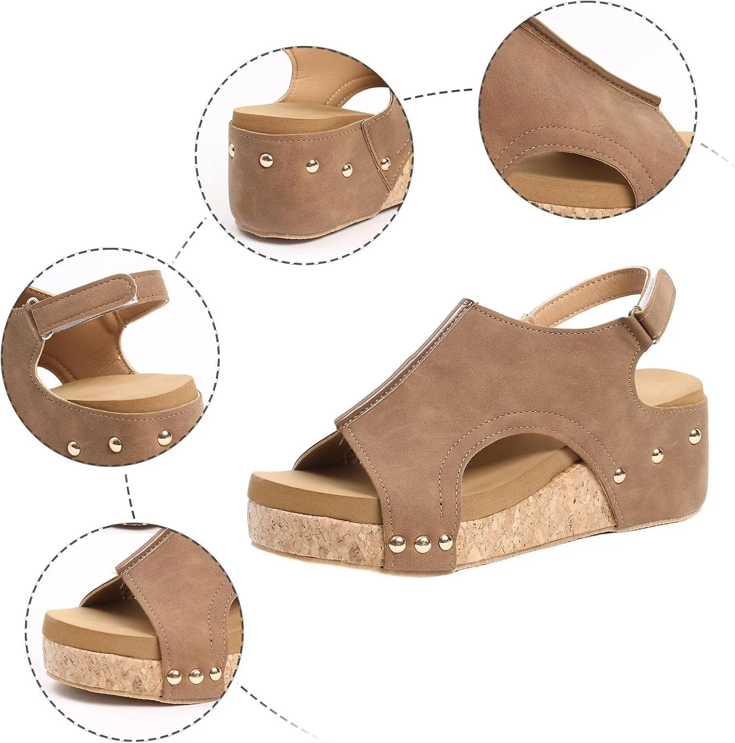 Wedge Sandals for Women 2025 Dressy Platform Sandals with Ankle Strap Open Toe Buckle Espadrilles Wedge Heels Boho Summer Beach Sandals Shoes Ladies Flats