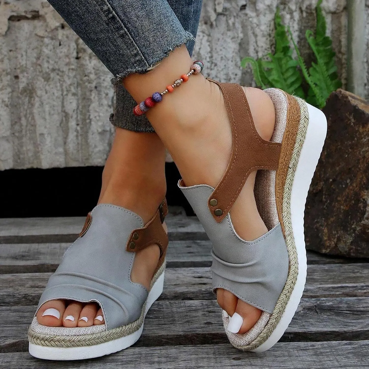 Wedge Sandals for Women Dressy Summer,Platform Wedges for Women,Womens Espadrilles Open Toe Sandals Comfortable Dressy Ankle Strap Slip On Sandals Orthopedic Sandals Casual