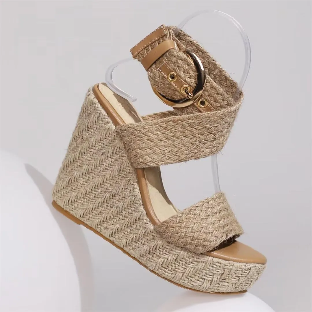 Wedge Summer Shoes Sandals For Women Platform Flip Flops Fashion Knitted Casual Party Shoes Female Large Size