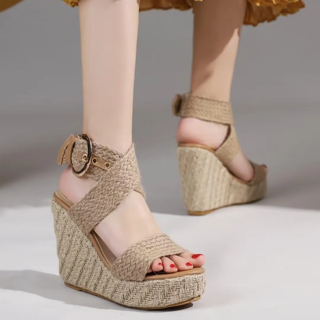 Wedge Summer Shoes Sandals For Women Platform Flip Flops Fashion Knitted Casual Party Shoes Female Large Size