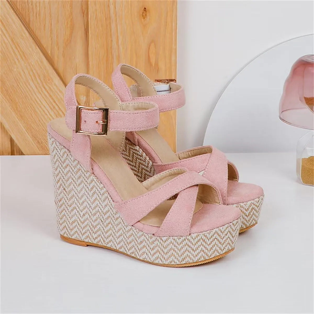 Wedge Summer Shoes Sandals For Women Platform Flip Flops Fashion Knitted Casual Party Shoes Female Large Size