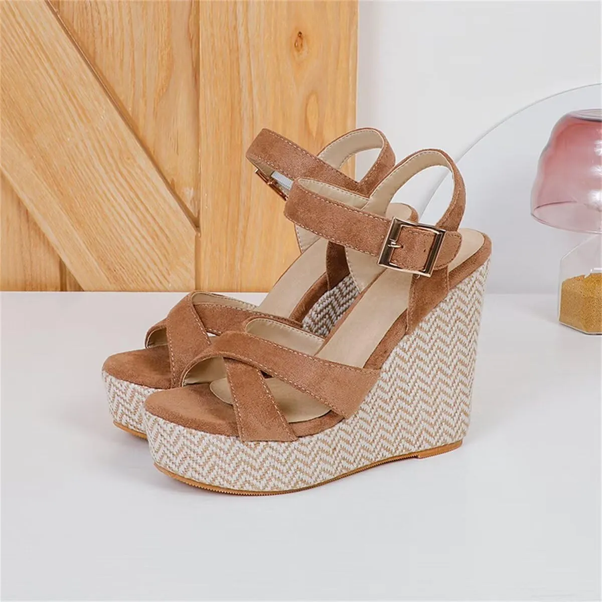 Wedge Summer Shoes Sandals For Women Platform Flip Flops Fashion Knitted Casual Party Shoes Female Large Size