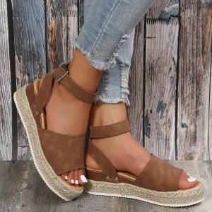 Wedges Heels for Women Dressy,Casual Open Toe Buckle Ankle Strap Comfortable Arch Support Platform Wedge Sandals Summer Beach Shoes