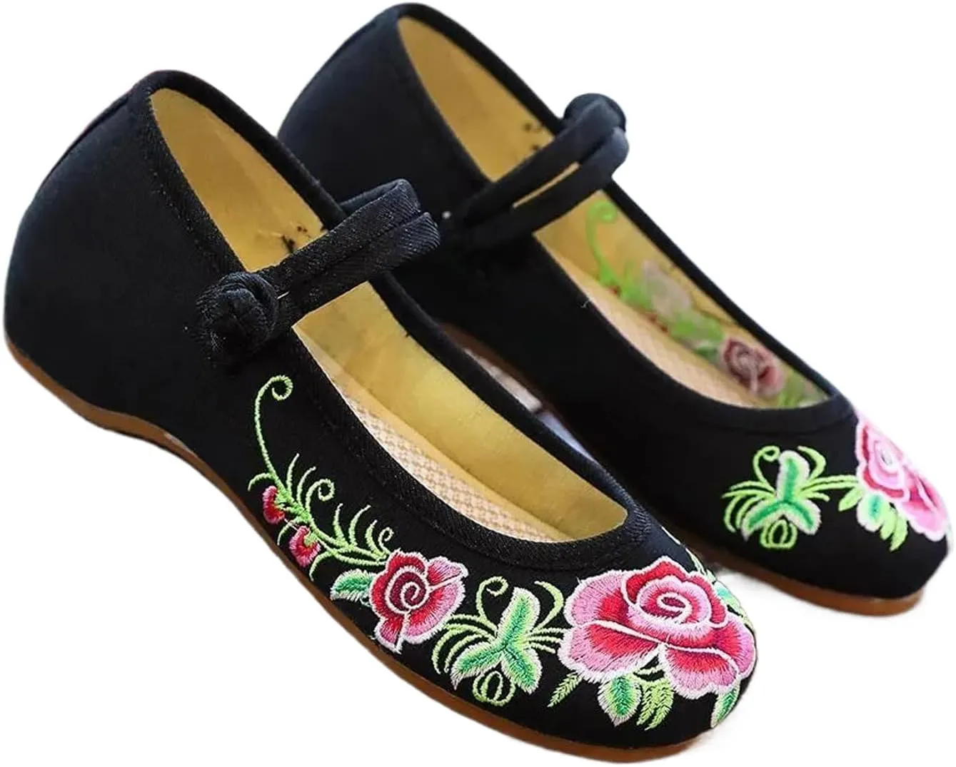 Women Cotton Fabric Ballet Flats Flower Embroidery Canvas Ballerinas Comfortable Casual Walking Shoes for Ladies