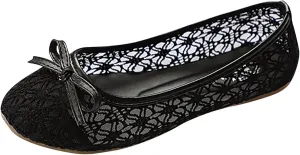 Women Hollow Embroidery Bowknot Front Work Loafers Casual Shoes Sandals Espadrille Nice Shoes for Women