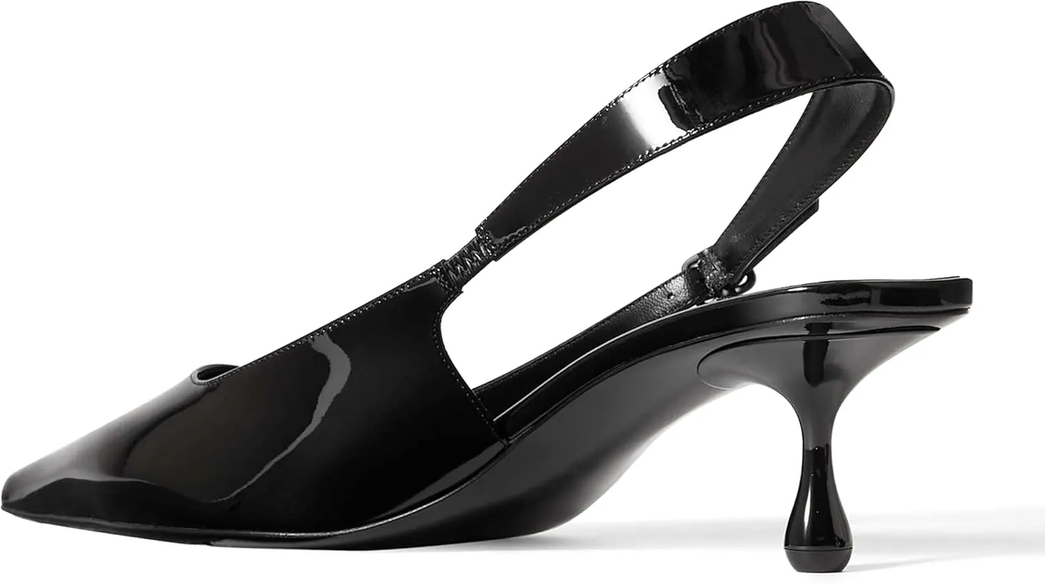 Women Slingback Kitten Heels Pointed Toe Low Stiletto Faux Patent Leather Dress Shoes for Wedding Office Party