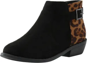 Women's Ankle Boots Low Stacked Chunky Heels Zipper Round Toe Slip on Chelsea Booties Winter Leopard Fashion Boots