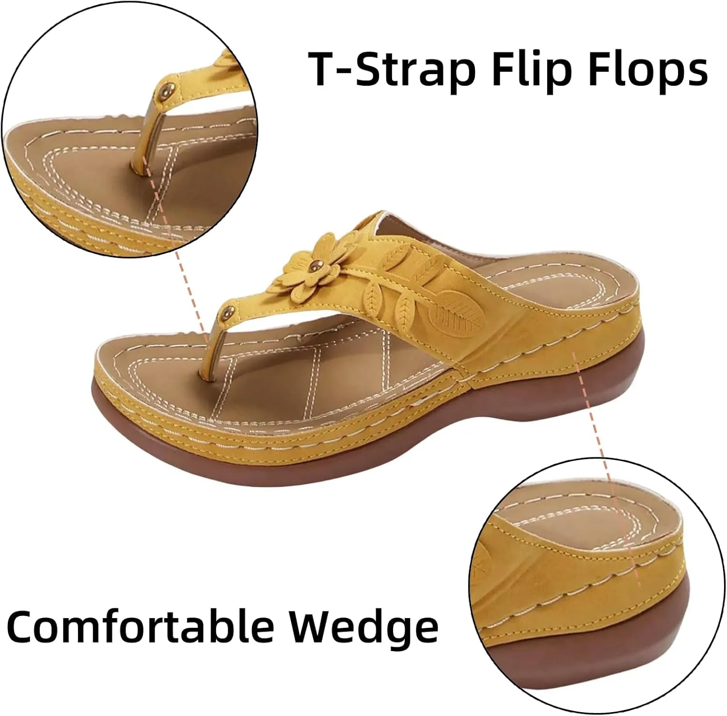 Womens Arch Support Soft Cushion Flip Flops Yoga Mat Comfortable Walking Thong Sandals Slip On Wedge Sandal Indoor Outdoor for Summer