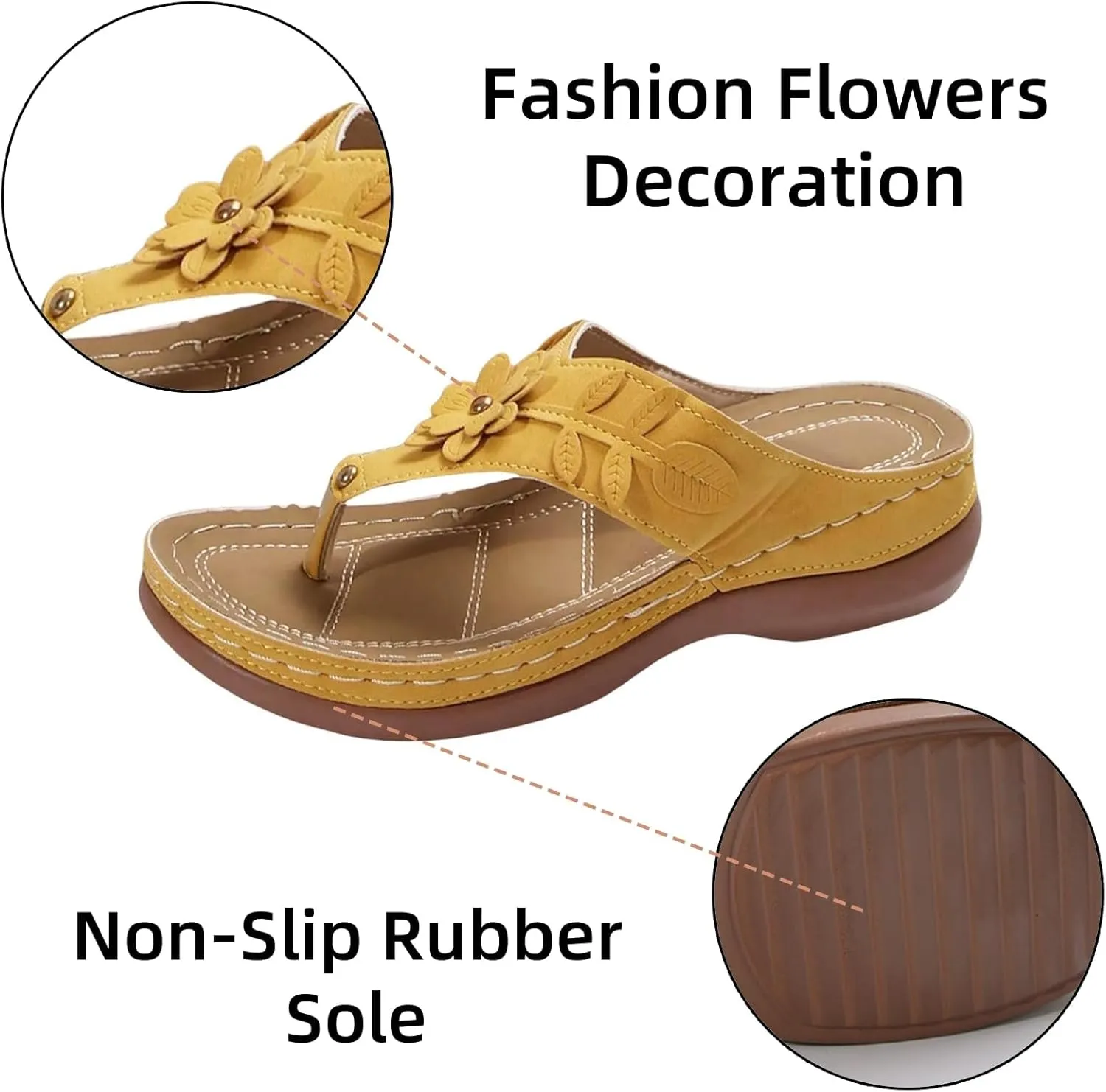 Womens Arch Support Soft Cushion Flip Flops Yoga Mat Comfortable Walking Thong Sandals Slip On Wedge Sandal Indoor Outdoor for Summer
