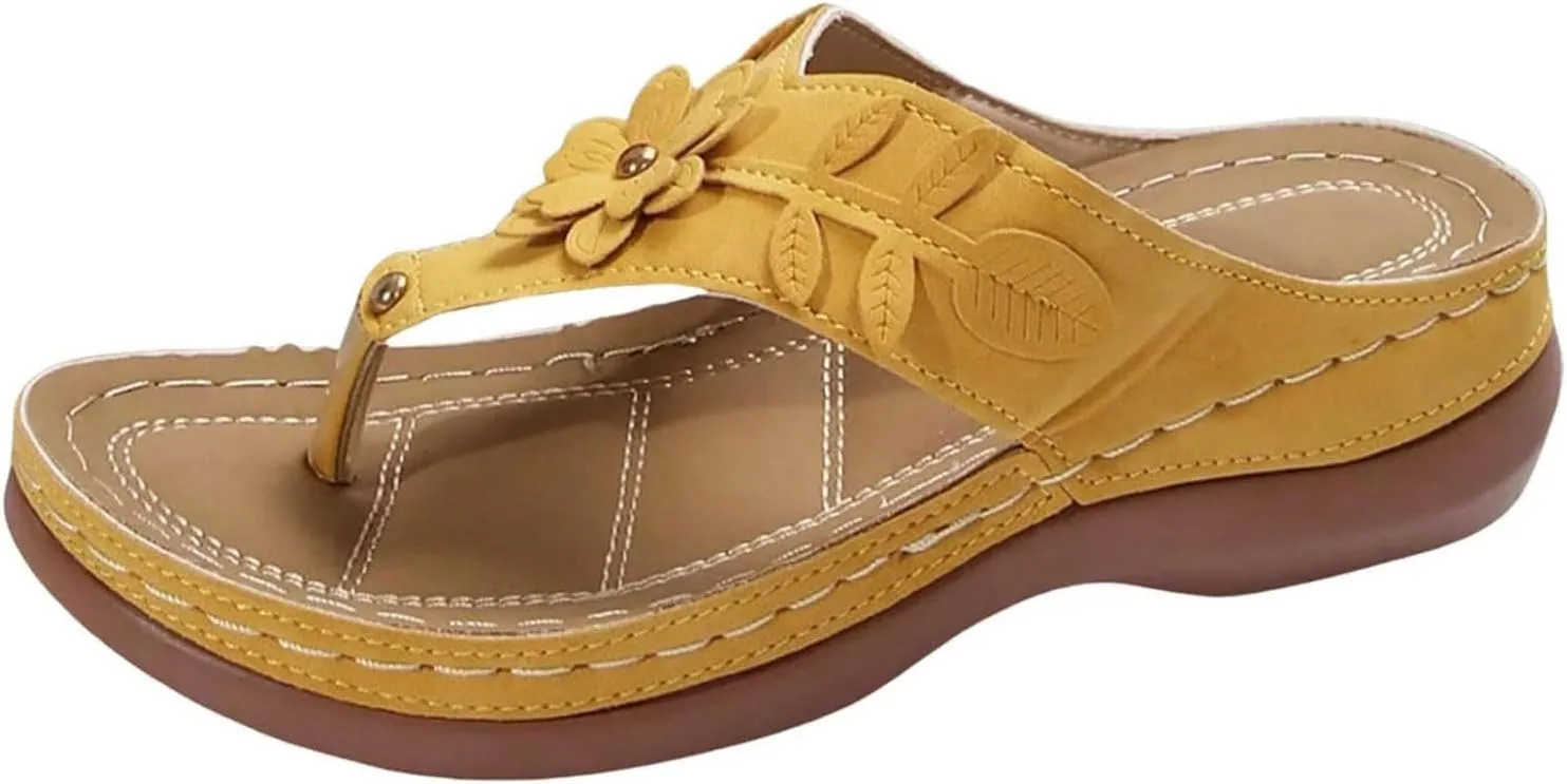 Womens Arch Support Soft Cushion Flip Flops Yoga Mat Comfortable Walking Thong Sandals Slip On Wedge Sandal Indoor Outdoor for Summer