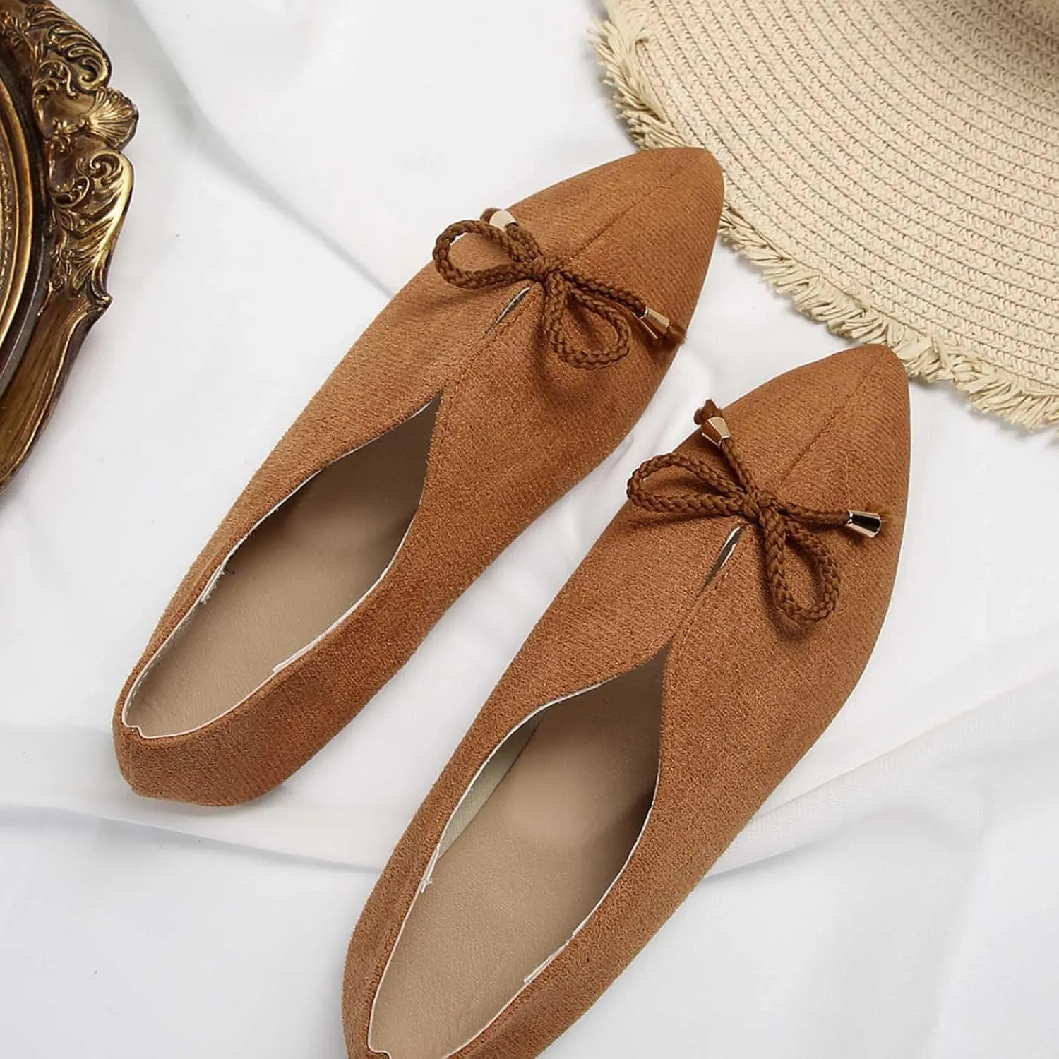 Women's Close Toe Cusp Sandal Drawstring Solid Trendy Pump Shoe Casual Slip on Summer Spring Comfy Flat