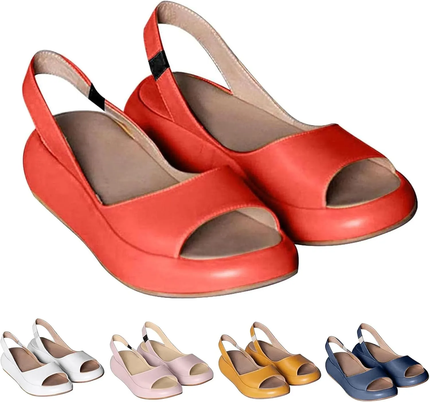 Womens Orthopedic Sandals with Arch Support Comfy Open Toe Sport Sandal Slip On Adjustable Sandals Casual Flat Arch Support Wedge Shoes Hiking Walking Beach Shoes