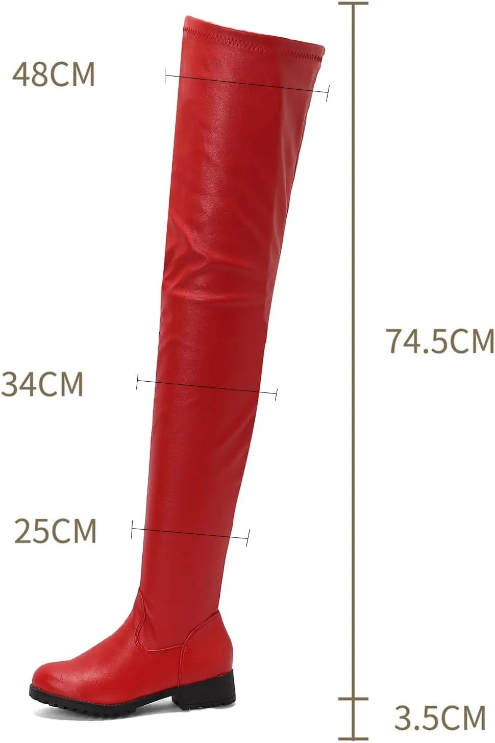 Women's Over Knee High Boots, Women's Large Size Over The Knee Boots Round Toe Flat Soled Fashion Boots Patent Leather Tight Thigh Boots Heel Height 3.5CM