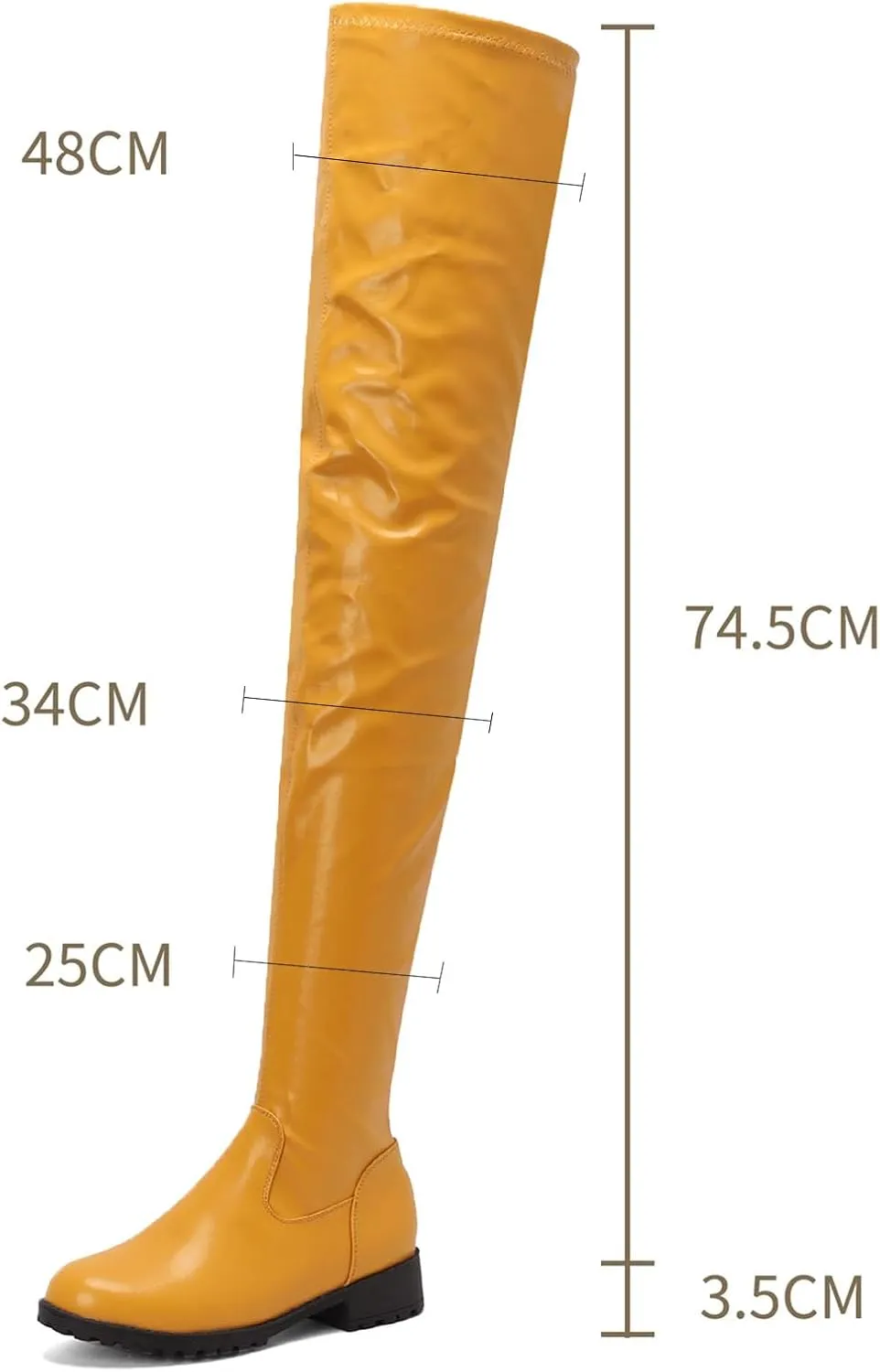 Women's Over Knee High Boots, Women's Large Size Over The Knee Boots Round Toe Flat Soled Fashion Boots Patent Leather Tight Thigh Boots Heel Height 3.5CM
