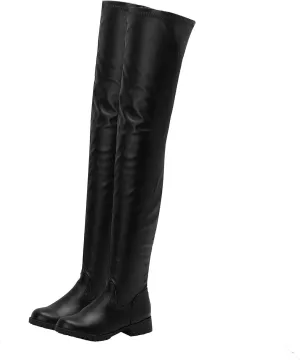 Women's Over Knee High Boots, Women's Large Size Over The Knee Boots Round Toe Flat Soled Fashion Boots Patent Leather Tight Thigh Boots Heel Height 3.5CM