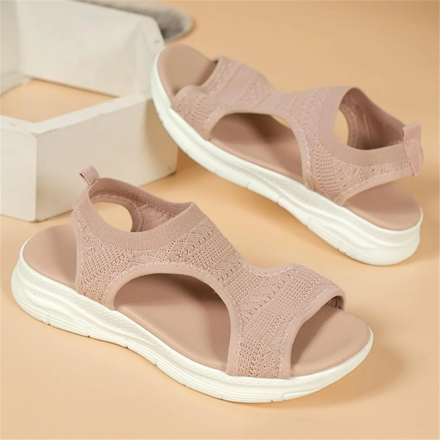 Womens Sandals Comfortable Dressy Arch Support Orthopedic Wedge Heel Slip On Open Toe Casual Summer Orthotic Shoes