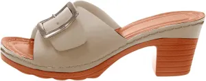 Womens Slide Sandals Wide Width Summer Non Slip Casual Slippers Comfortable Low Chunky Heel Dress Heels with Metal Buckle Wedges Sandals