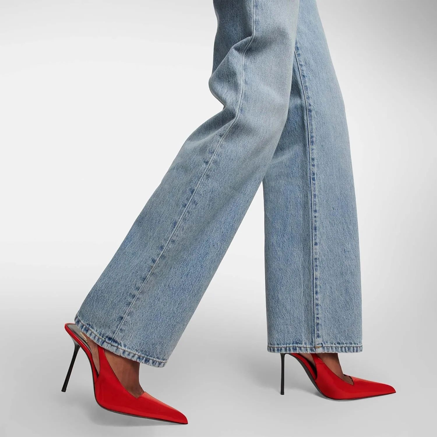 Women's Slingback Stiletto Heels Stretch Strap Slip On Pumps Shoes Pointed Toe Backless Patent Leather Dress High Heels