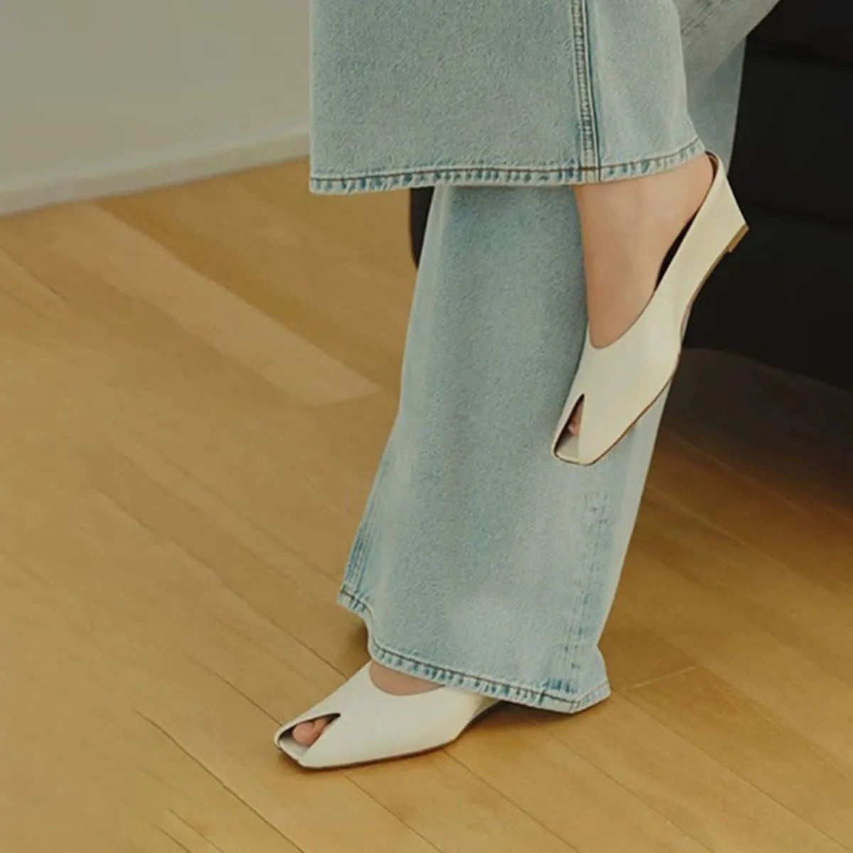 Womens Wedge Mules Peep Open Toe Slides Comfortable Slip on Sandals