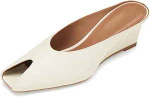 Womens Wedge Mules Peep Open Toe Slides Comfortable Slip on Sandals