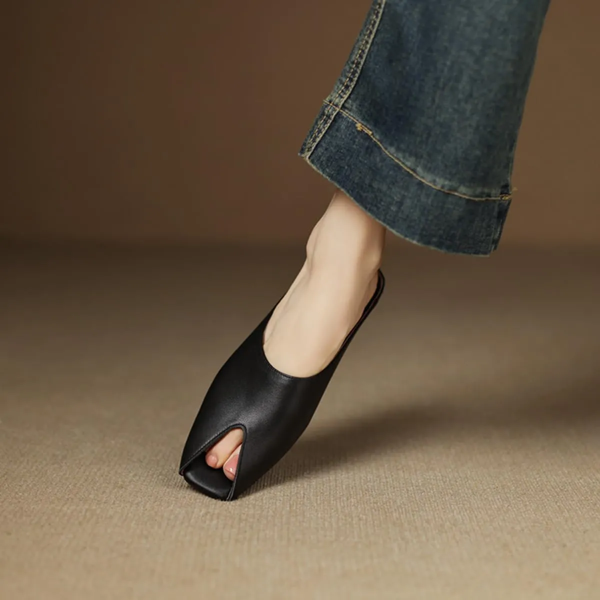 Womens Wedge Mules Peep Open Toe Slides Comfortable Slip on Sandals