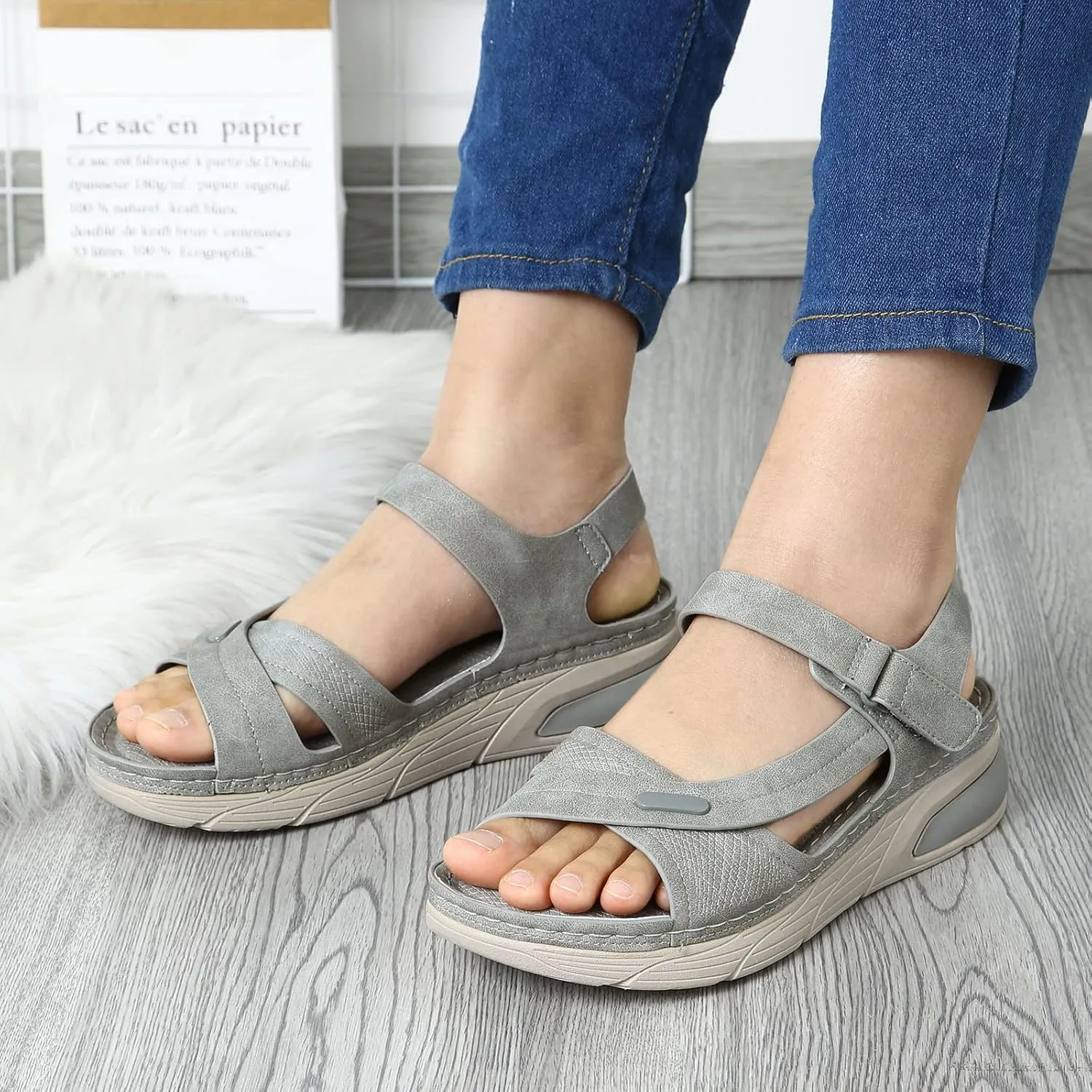 Women's Wedge Sandals,Comfortable Slip-on Open Toe Heels for Women 2025 Summer Dressy Platform Sandals Elastic Band Casual Summer Shoes