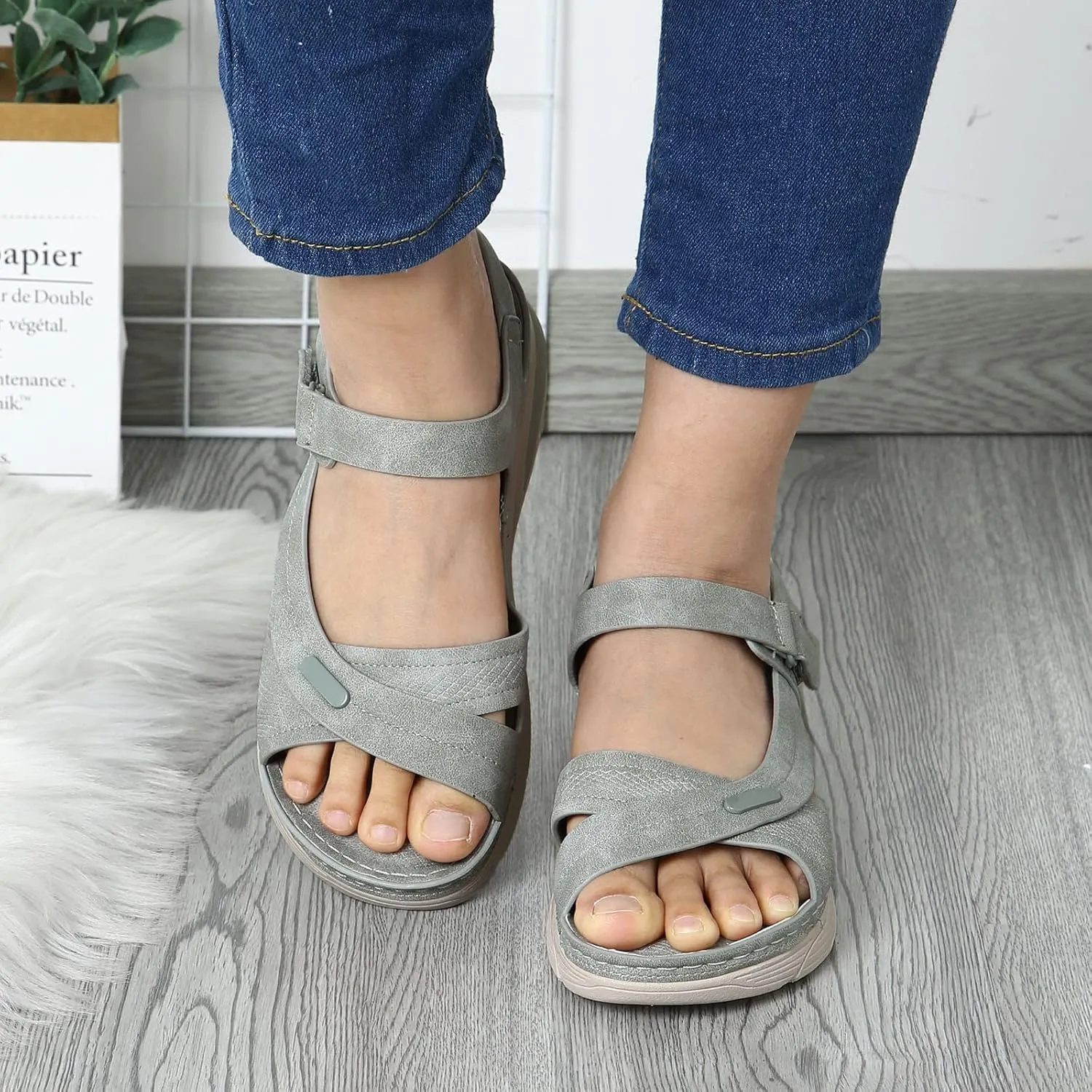Women's Wedge Sandals,Comfortable Slip-on Open Toe Heels for Women 2025 Summer Dressy Platform Sandals Elastic Band Casual Summer Shoes
