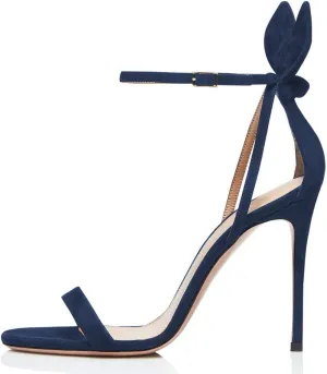 YDN Women Cute Bows Open Toe High Heels Sandals Stiletto Cutout Ankle Strap Evening Party Shoes