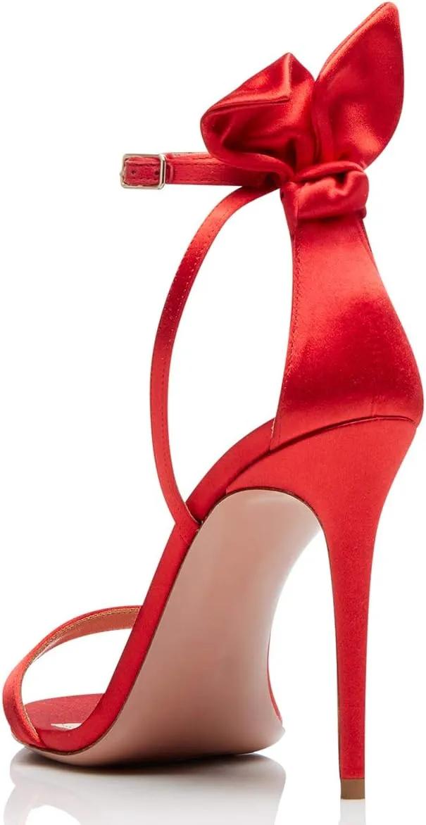 YDN Women Cute Bows Open Toe High Heels Sandals Stiletto Cutout Ankle Strap Evening Party Shoes