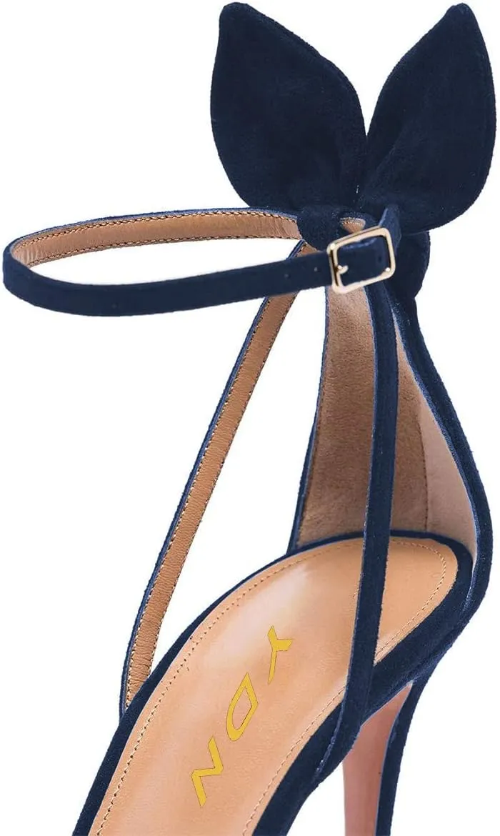 YDN Women Cute Bows Open Toe High Heels Sandals Stiletto Cutout Ankle Strap Evening Party Shoes