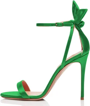 YDN Women Cute Bows Open Toe High Heels Sandals Stiletto Cutout Ankle Strap Evening Party Shoes