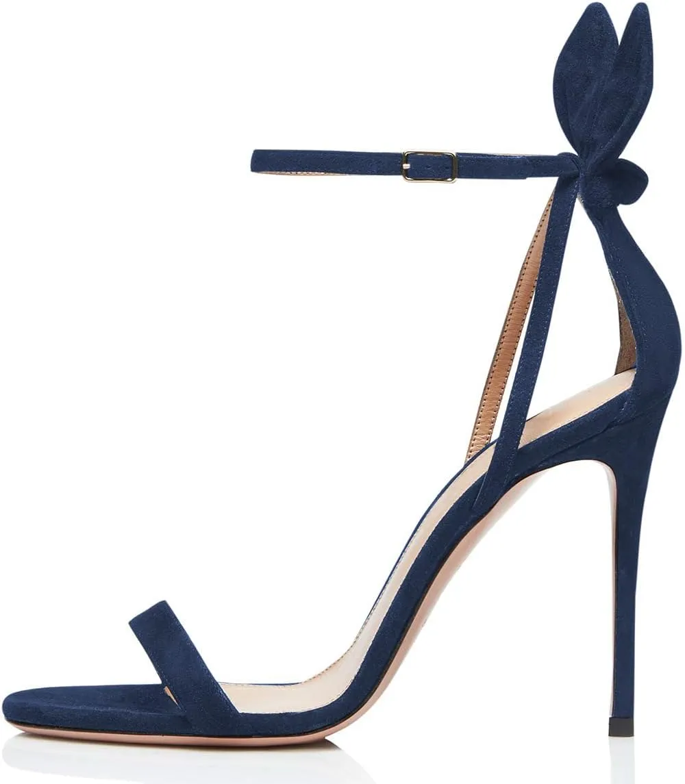 YDN Women Cute Bows Open Toe High Heels Sandals Stiletto Cutout Ankle Strap Evening Party Shoes