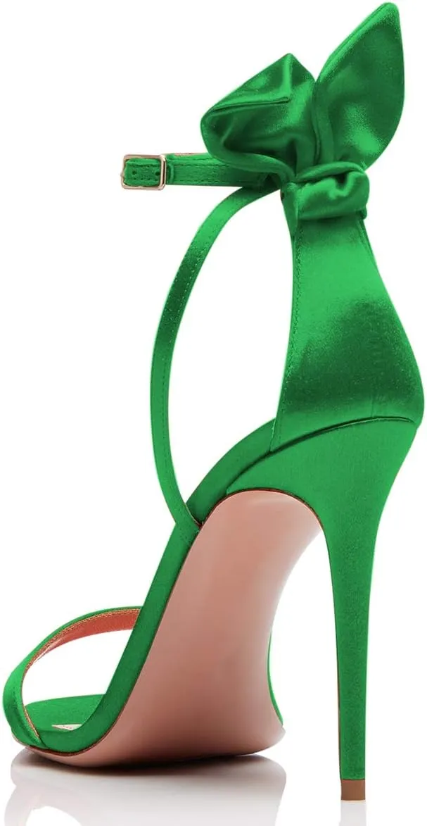 YDN Women Cute Bows Open Toe High Heels Sandals Stiletto Cutout Ankle Strap Evening Party Shoes