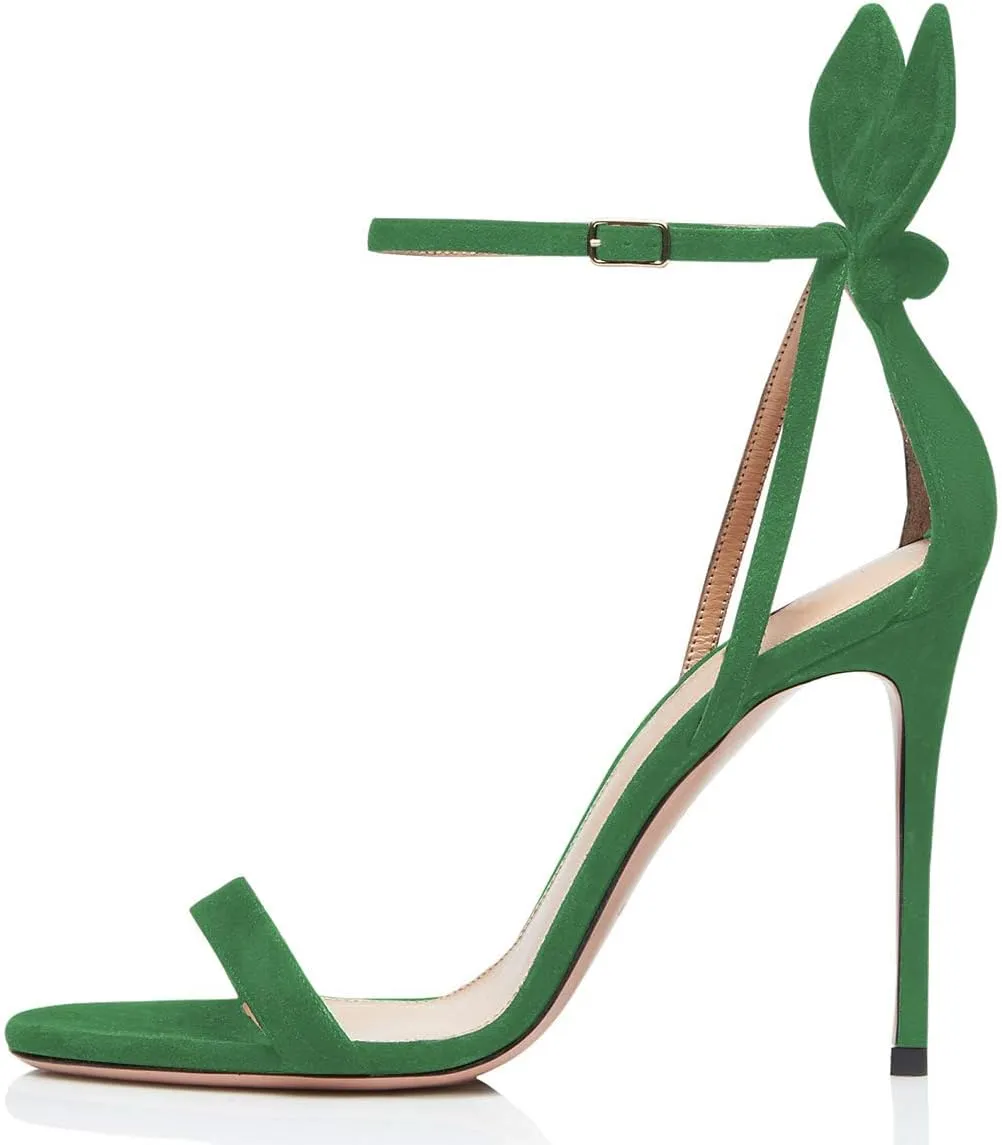 YDN Women Cute Bows Open Toe High Heels Sandals Stiletto Cutout Ankle Strap Evening Party Shoes