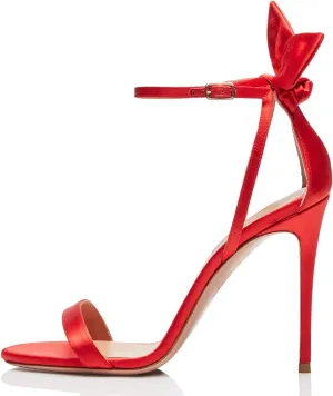 YDN Women Cute Bows Open Toe High Heels Sandals Stiletto Cutout Ankle Strap Evening Party Shoes