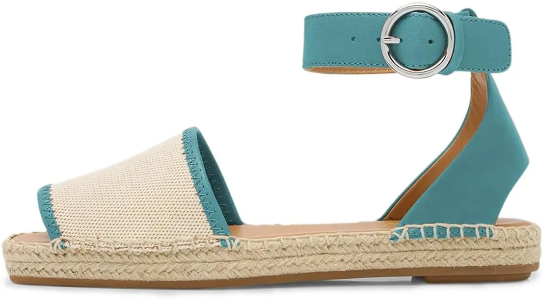 YDN Women Open Peep Toe Summer Flat Sandals Low Wedge Heels Ankle Strap Buckled Espadrilles Daily Outfit Party Beach Dress Size 4-16 US