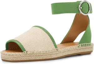 YDN Women Open Peep Toe Summer Flat Sandals Low Wedge Heels Ankle Strap Buckled Espadrilles Daily Outfit Party Beach Dress Size 4-16 US