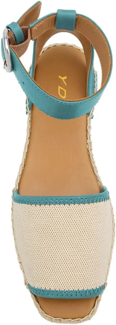 YDN Women Open Peep Toe Summer Flat Sandals Low Wedge Heels Ankle Strap Buckled Espadrilles Daily Outfit Party Beach Dress Size 4-16 US